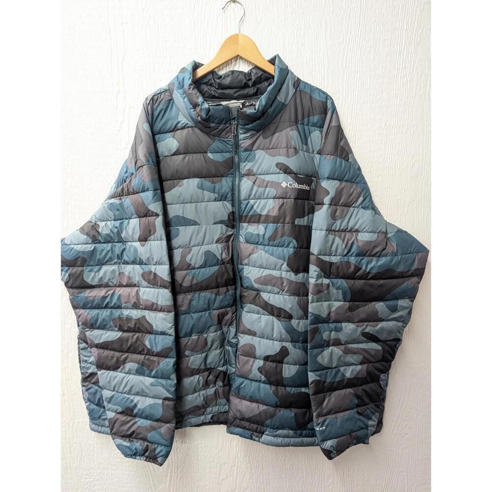 Columbia Powder Lite Blue Camo Insulated Puffer Jacket Coat Plus Size 6X